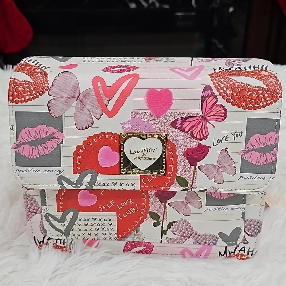 BETSEY JOHNSN PINK n MULTI COLOR LUV BETSEY DMF HANDBAG - Picture 2 of 6